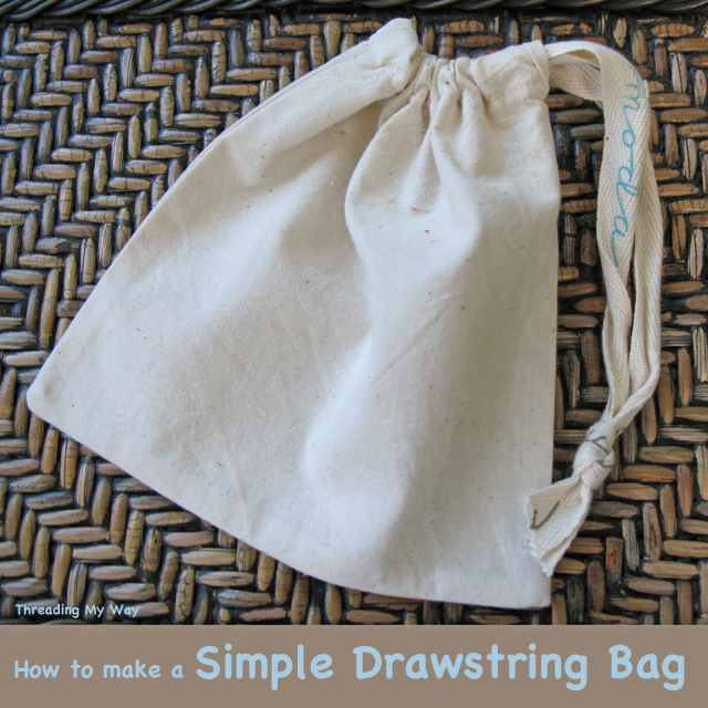 Threading My Way: Simple Calico Drawstring Bag ~ Tutorial